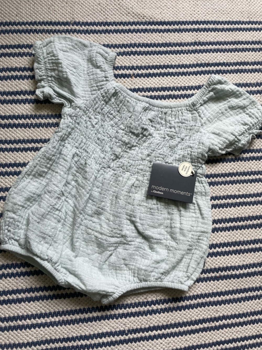 Gerber Light Sage Textured Baby Romper - Modern Moments